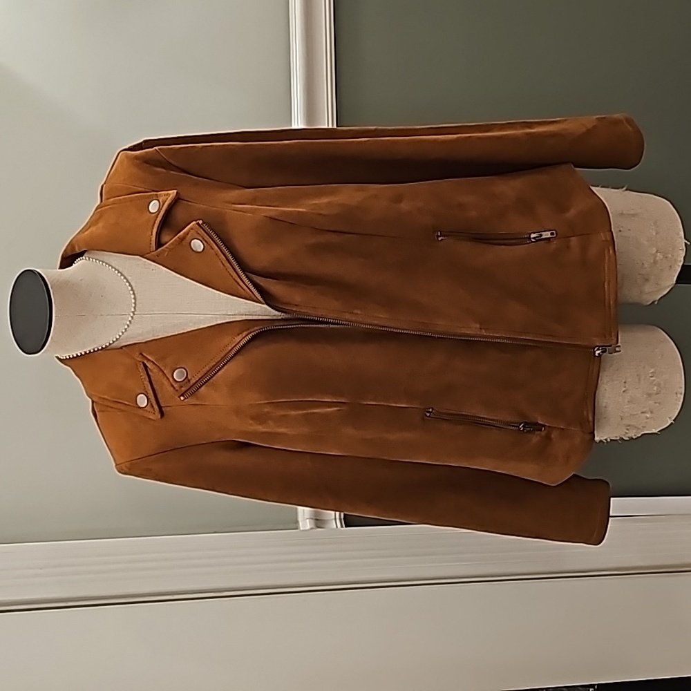 Style & Co Faux Suede Leather Moto Jacket
